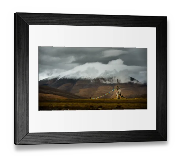 Framed Print : Holy flag over hill side of Tibet Framed Print : Holy flag over hill side of Tibet