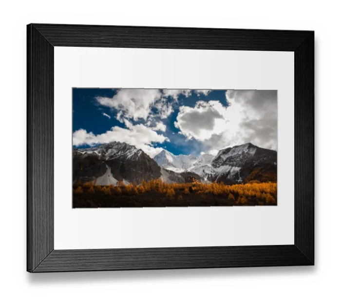 Framed Print : Snow mountain in China at autumn season Framed Print : Snow mountain in China at autumn season