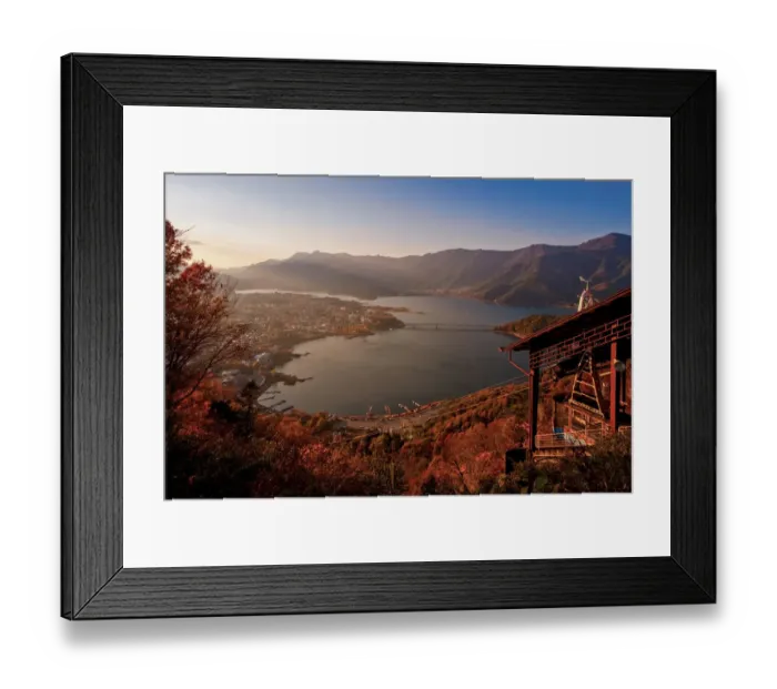 Framed Print : Top view of Kawaguchi lake from ropeway station
