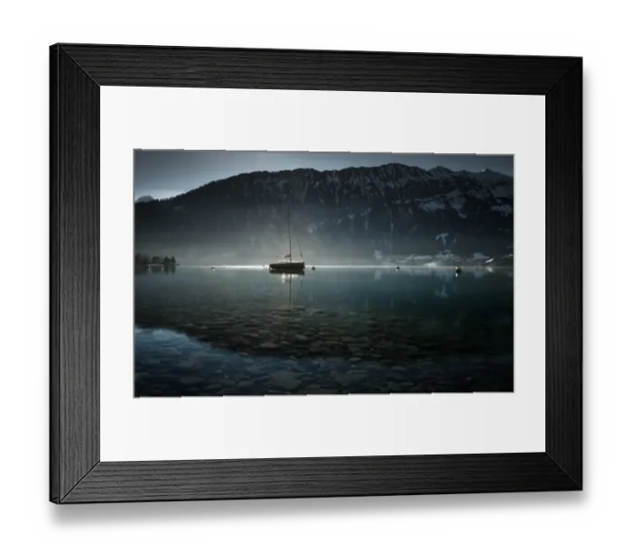 Framed Print : A sailing boat over lake Thun Framed Print : A sailing boat over lake Thun