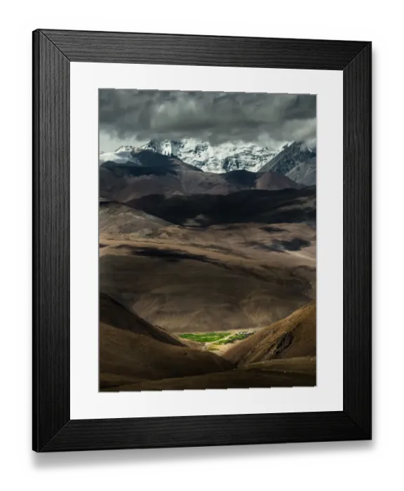 Framed Print : Small green valley within Tibetan mountain range Framed Print : Small green valley within Tibetan mountain range