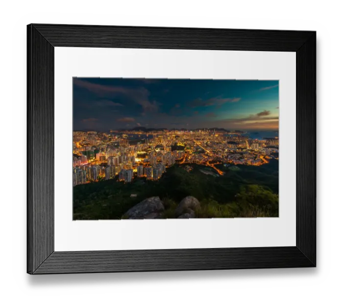 Framed Print : Night view of Hong kong island from Lion rock peak Framed Print : Night view of Hong kong island from Lion rock peak