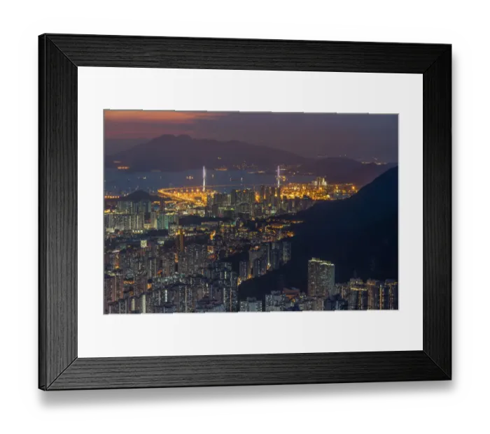 Framed Print : Night view of Stonecutters bridge from top Framed Print : Night view of Stonecutters bridge from top