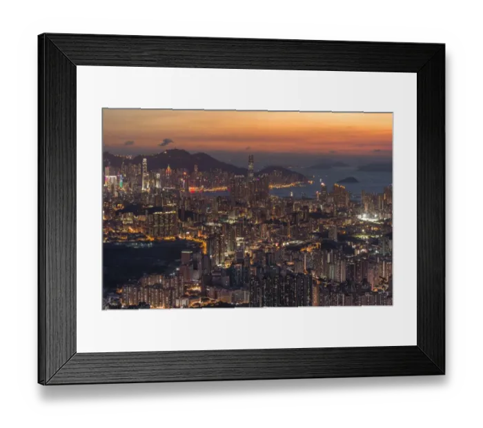 Framed Print : Night view of West Kowloon district from top Framed Print : Night view of West Kowloon district from top