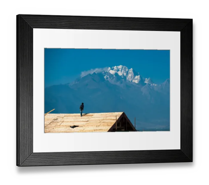 Framed Print : Man looking at mountain Framed Print : Man looking at mountain