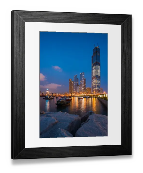 Framed Print : West kowloon typhoon shelter with skyscrapers Framed Print : West kowloon typhoon shelter with skyscrapers