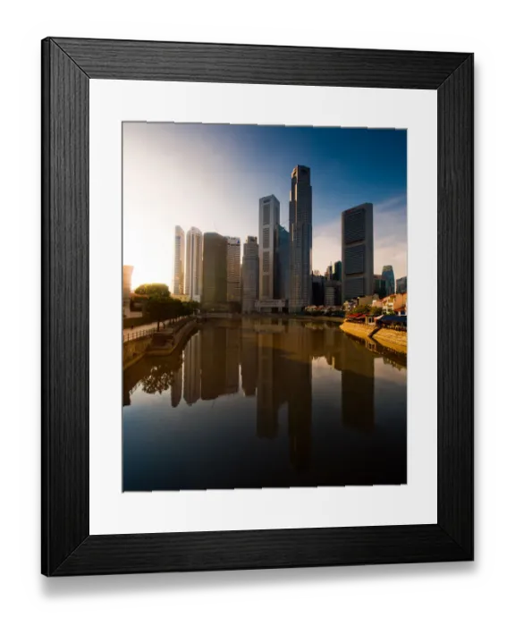 Framed Print : Morning scene of Boat Quay reflection Framed Print : Morning scene of Boat Quay reflection