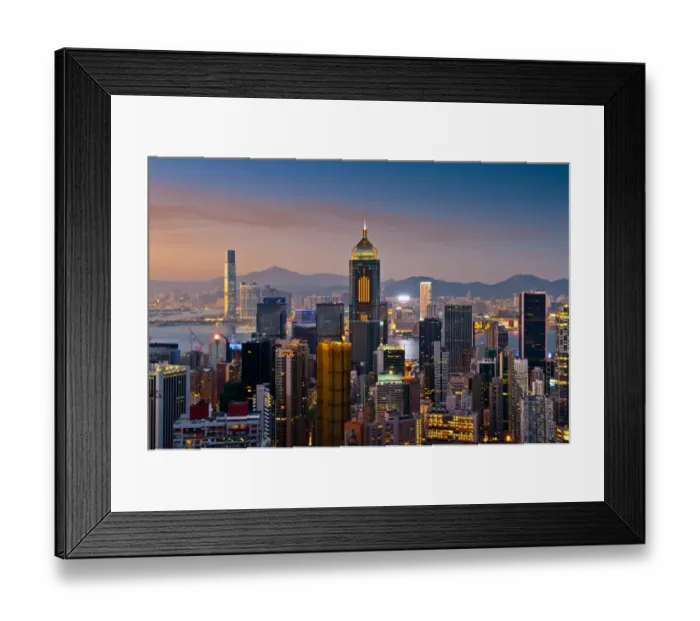 Framed Print : Hong Kong city center building lights Framed Print : Hong Kong city center building lights