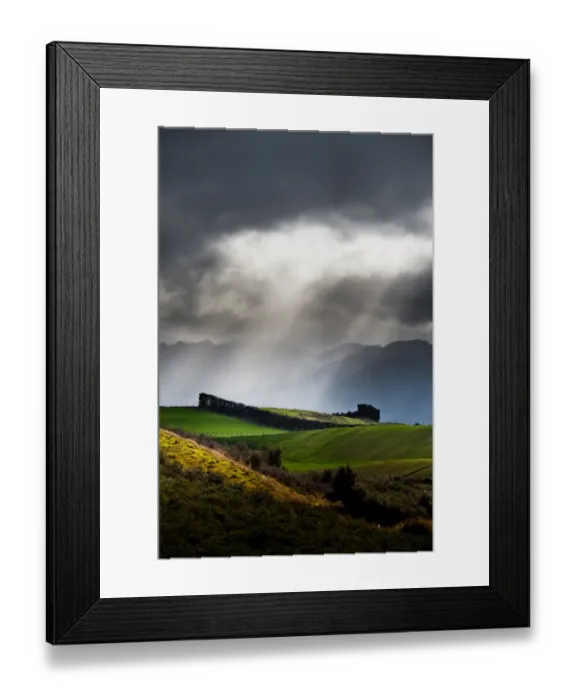 Framed Print : Farmland against dark cloudy sky Framed Print : Farmland against dark cloudy sky