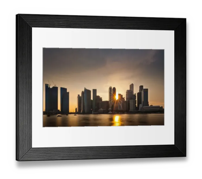 Framed Print : Sunlight shine through Singapore skylines