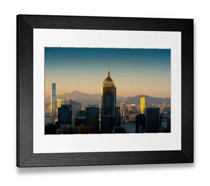 Framed Print : Hongkong city with clear winter sky Framed Print : Hongkong city with clear winter sky