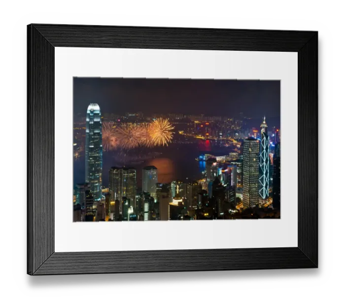 Framed Print : Fireworks over Victoria bay Framed Print : Fireworks over Victoria bay