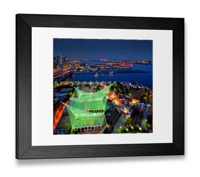 Framed Print : Kobe maritime museum at night