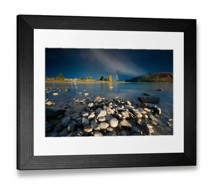 Framed Print : Rainbow at lake Tekapo Framed Print : Rainbow at lake Tekapo