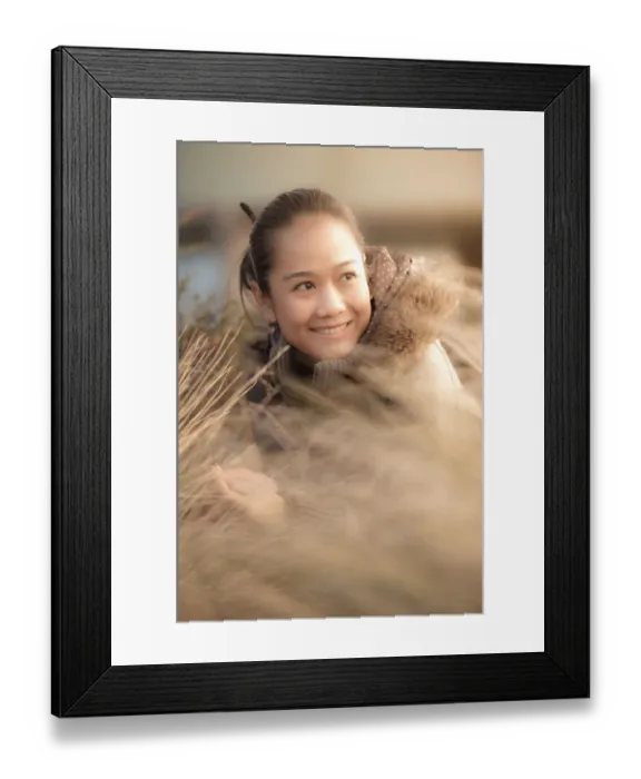Framed Print : Women post in meadow field