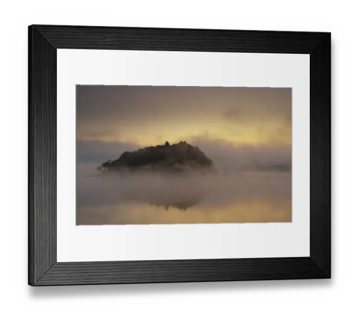 Framed Print : Island and morning mist at Kawaguchiko lake Framed Print : Island and morning mist at Kawaguchiko lake