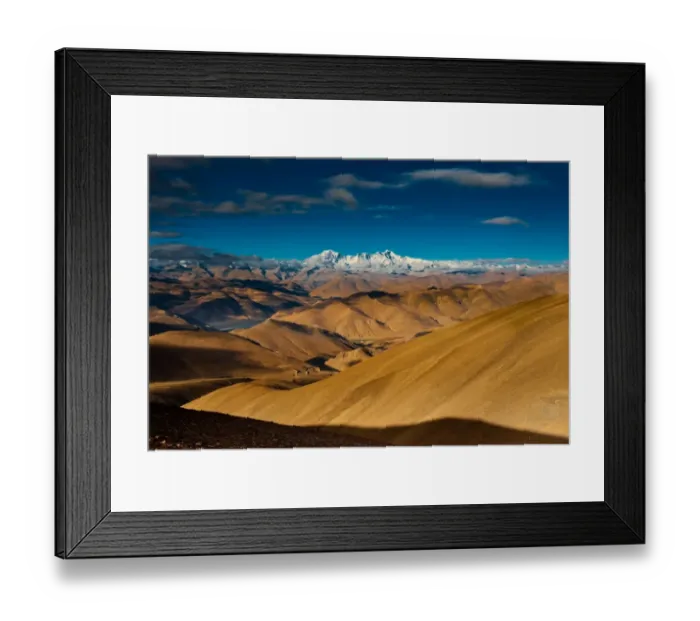 Framed Print : Tibet hilly landscape with himalayas range Framed Print : Tibet hilly landscape with himalayas range