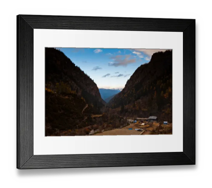 Framed Print : House in mountain valley in China