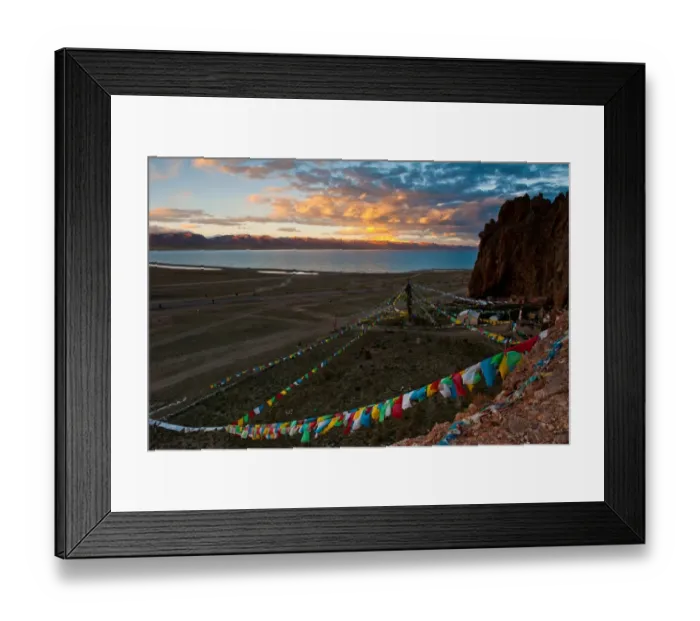 Framed Print : Colorful prayer flags at Namtso lake
