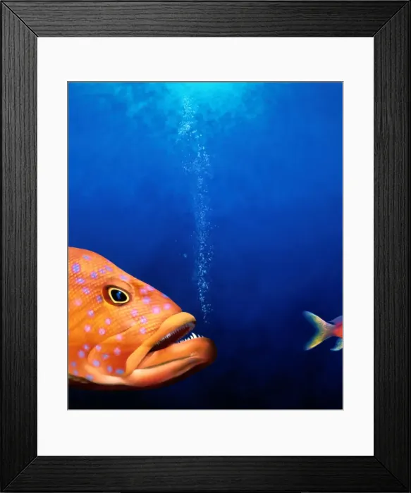 Framed Print : Predatory fish chasing smaller fish (Digital) Framed Print : Predatory fish chasing smaller fish (Digital)