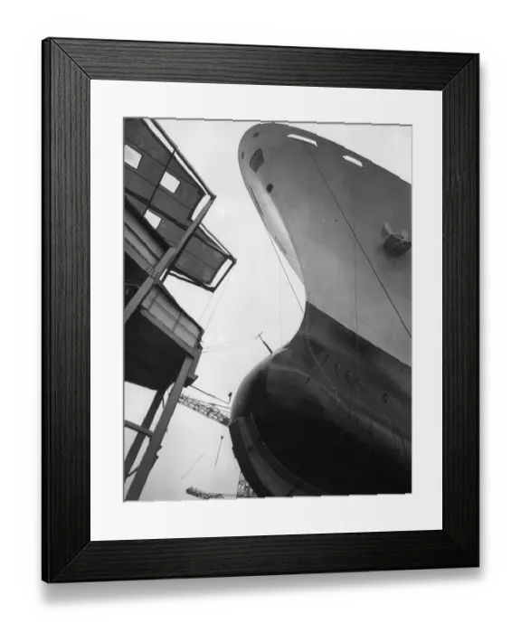Framed Print : The bow of the new 830-foot P&O liner Canberra on the day of its launch at Belfast Framed Print : The bow of the new 830-foot P&O liner Canberra on the day of its launch at Belfast