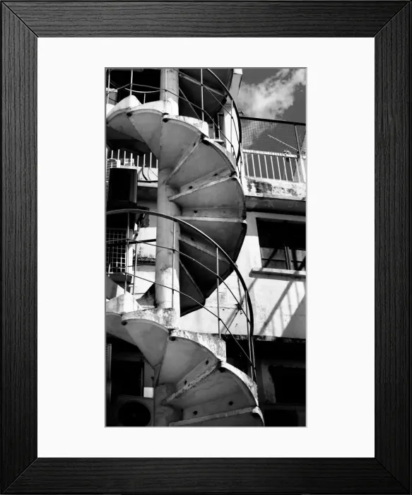 Framed Print : spiral staricase in bw Framed Print : spiral staricase in bw