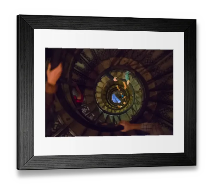 Framed Print : Staircase eye with snail shape and people