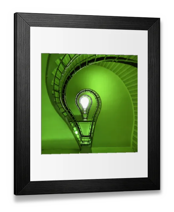 Framed Print : Ecological light bulb near staircase Framed Print : Ecological light bulb near staircase