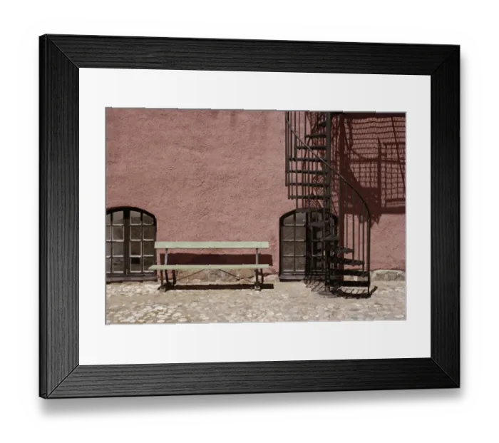 Framed Print : Bench and spiral staircase Framed Print : Bench and spiral staircase