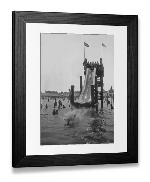 Framed Print : Playing On The Water Chute Framed Print : Playing On The Water Chute