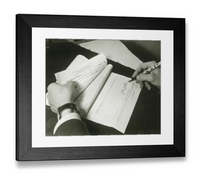 Framed Print : Man signing lease, close up of hands Framed Print : Man signing lease, close up of hands