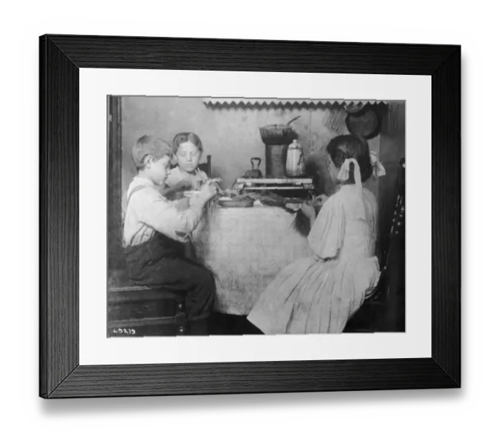 Framed Print : Home Work. Children at work making willow plumes, circa 1900 Framed Print : Home Work. Children at work making willow plumes, circa 1900
