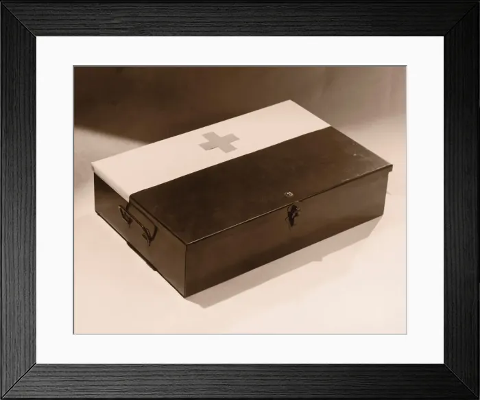 Framed Print : First aid kit (B&W sepia tone) Framed Print : First aid kit (B&W sepia tone)
