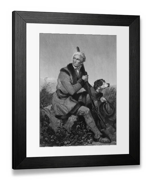 Framed Print : Daniel Boone (1734-1820), American frontiersman (B&W)