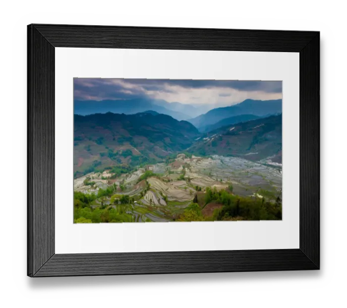 Framed Print : Terraced rice paddy fields, Yuanyang, China