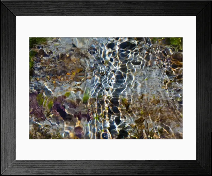 Framed Print : Light and shadow on ripples in shallows. The Sol Duc River, Olympic National Park, USA