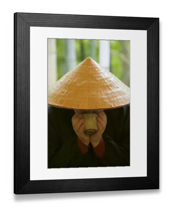 Framed Print : Man drinking tea, Kyoto, Honshu, Japan, close-up Framed Print : Man drinking tea, Kyoto, Honshu, Japan, close-up