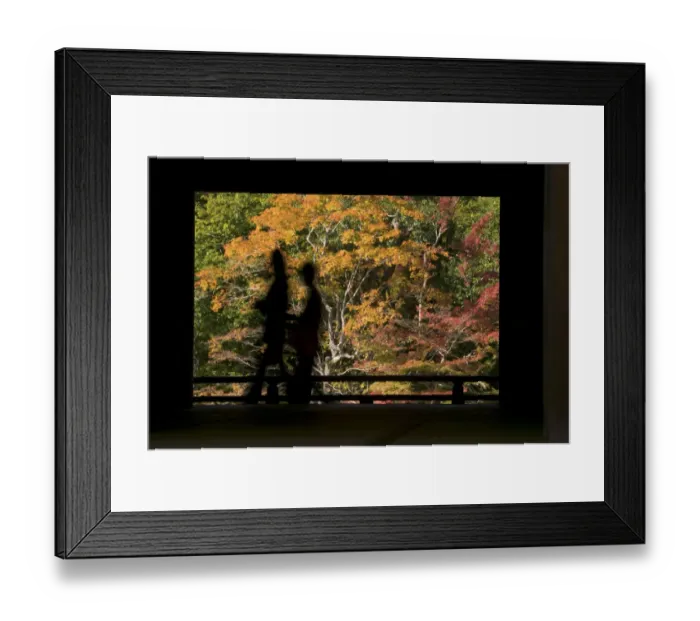 Framed Print : Silhouettes of visitors during fall colour festival, Kyoto, Honshu, Japan