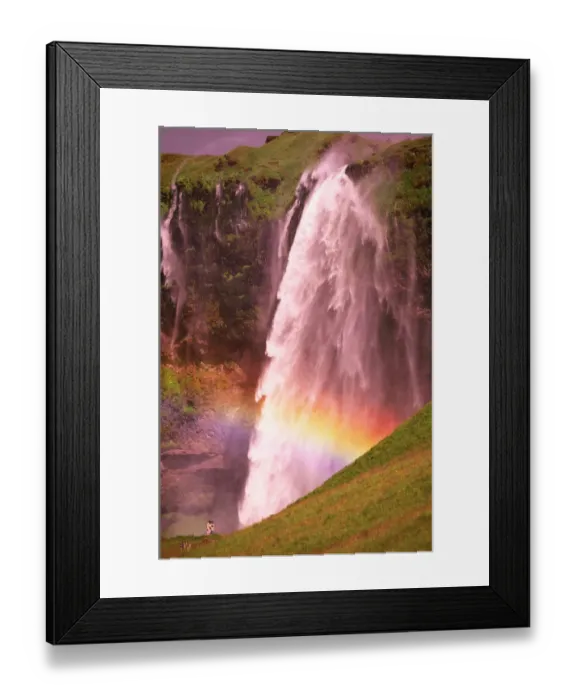 Framed Print : Iceland, Seljalandfoss (waterfall) with rainbow, summer Framed Print : Iceland, Seljalandfoss (waterfall) with rainbow, summer