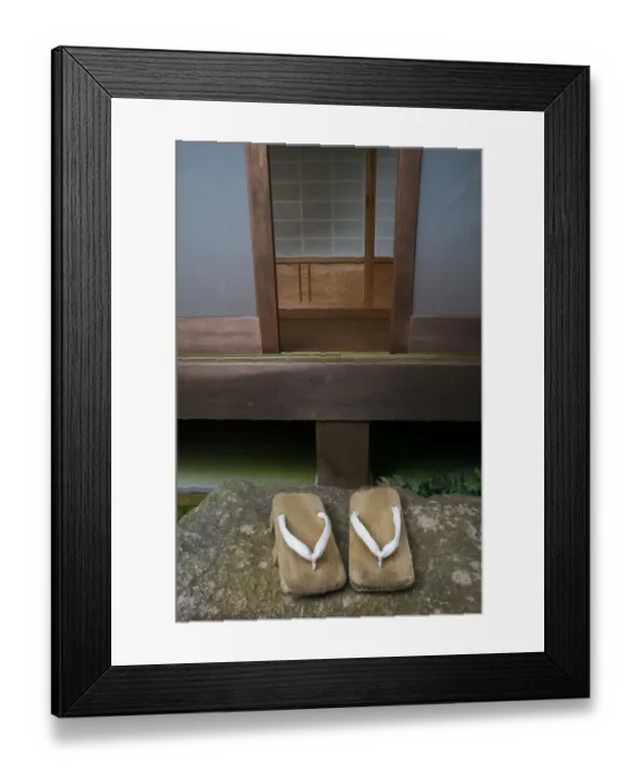 Framed Print : Japanese geta, or wooden slippers, outside an inn, Kyoto, Honshu, Japan Framed Print : Japanese geta, or wooden slippers, outside an inn, Kyoto, Honshu, Japan