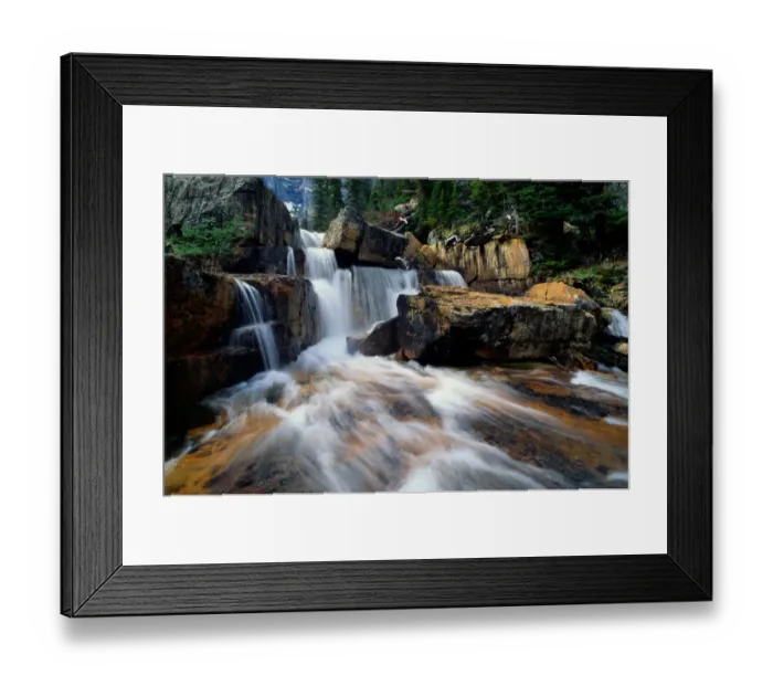 Framed Print : Canada, Alberta, Banff NP, Giant Steps Waterfall, water cascading Framed Print : Canada, Alberta, Banff NP, Giant Steps Waterfall, water cascading