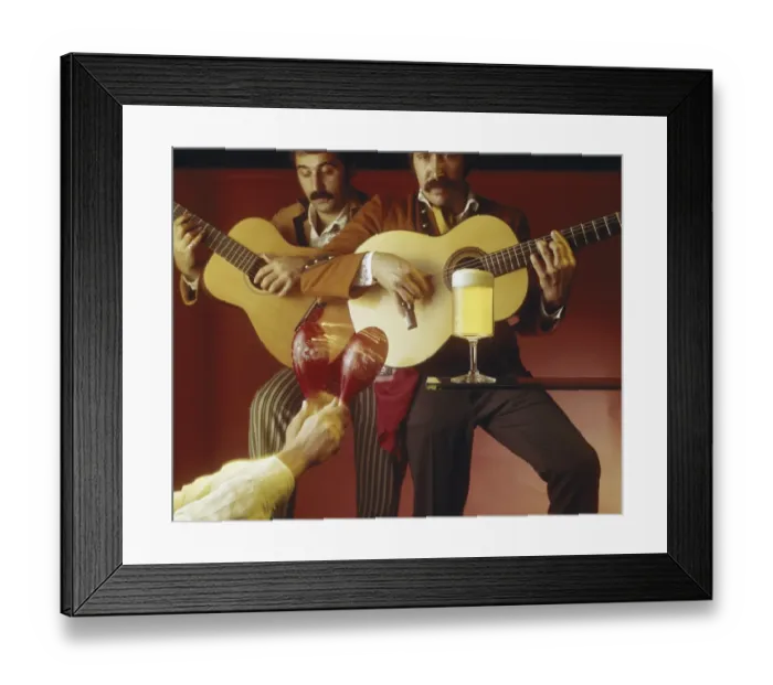 Framed Print : Men playing guitar and maraca Framed Print : Men playing guitar and maraca