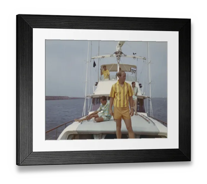 Framed Print : Men on yacht looking at sea view Framed Print : Men on yacht looking at sea view