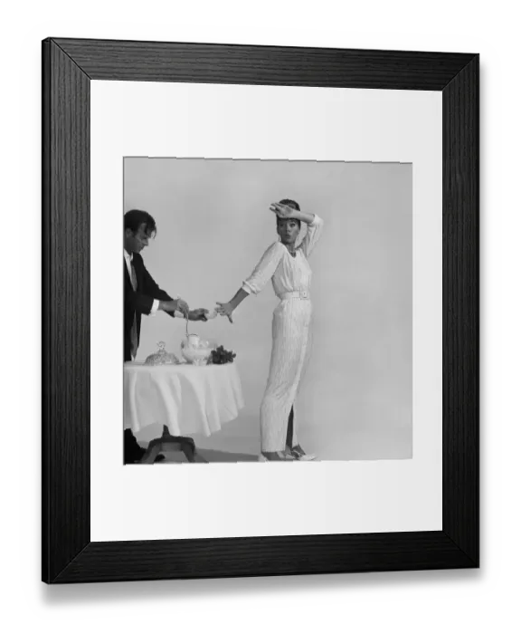 Framed Print : Man serving milk to woman Framed Print : Man serving milk to woman