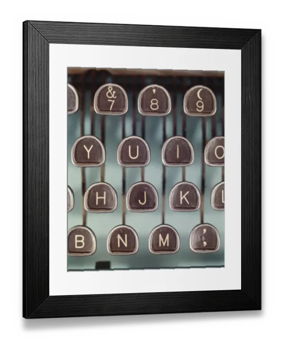 Framed Print : Typewriter keys, close-up Framed Print : Typewriter keys, close-up