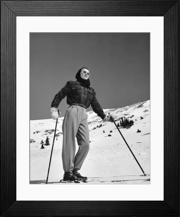 Framed Print : Woman skier standing on slopes Framed Print : Woman skier standing on slopes
