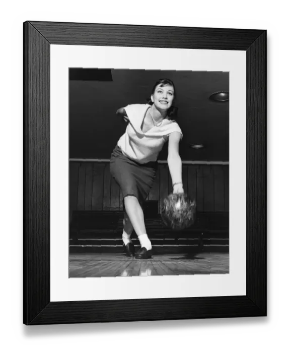 Framed Print : Woman bowling Framed Print : Woman bowling