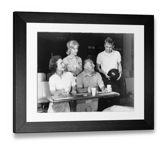 Framed Print : Family at bowling alley Framed Print : Family at bowling alley