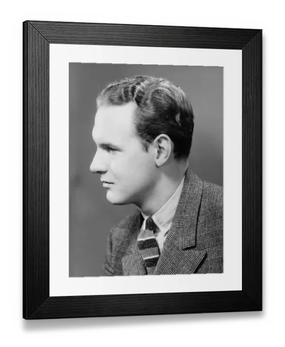 Framed Print : Man posing in studio, (B&W), close-up, portrait Framed Print : Man posing in studio, (B&W), close-up, portrait