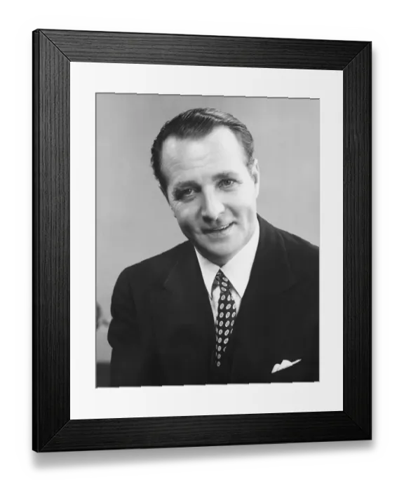 Framed Print : Elegant man posing in studio, (B&W), close-up, portrait Framed Print : Elegant man posing in studio, (B&W), close-up, portrait